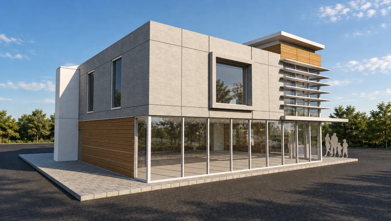 Retail and office addition with glass storefront in Linden, NJ